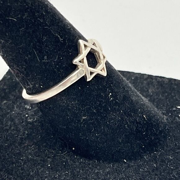925 Sterling Silver Star of David Ring Simple Classic Midi Ring Size 6.25 - Picture 4 of 5